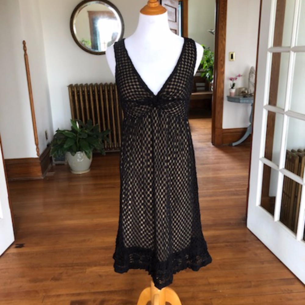 Max Studio Black Lace Midi Dress Medium NWOT